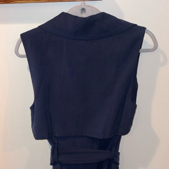 Club Monaco Birte Trench Belted Vest Size Small Navy - Picture 8 of 13